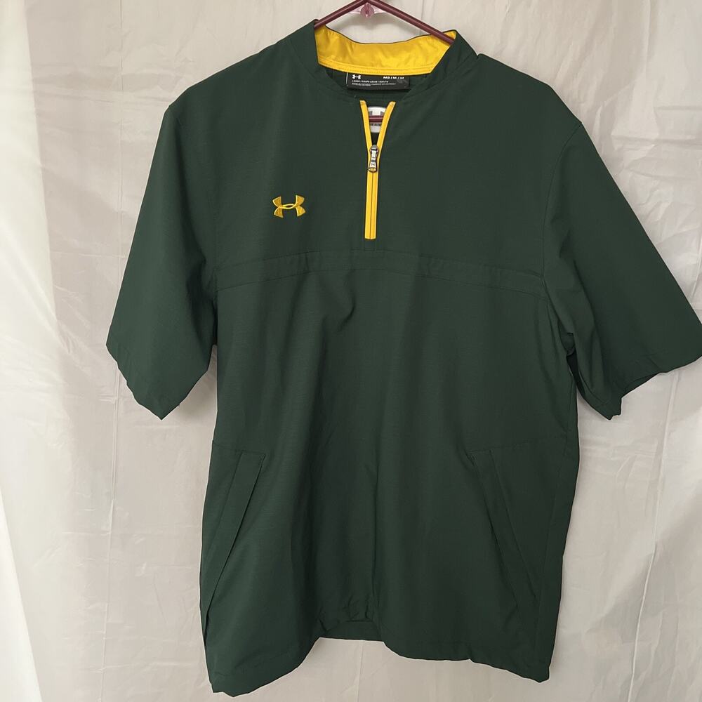 Under Armour Men's Sz Medium Green Short Sleeve Stretch Golf Drawstring Shirt
